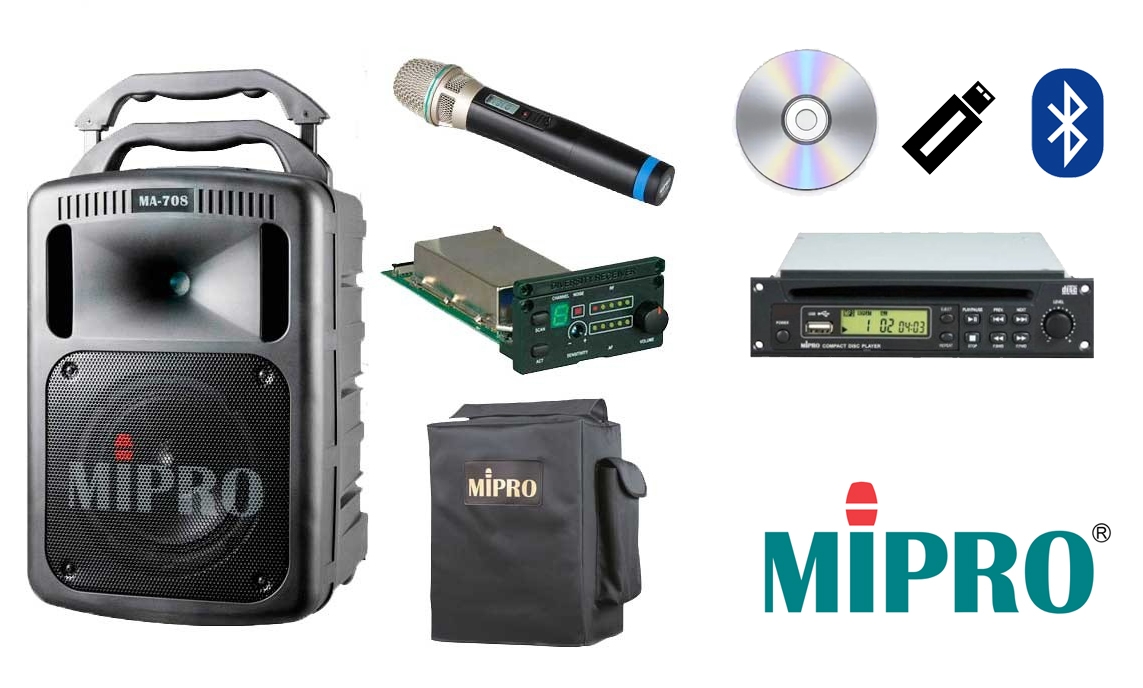 MIPRO MA 708PACK - sono portable 200w, cd, usb, bluetooth, micro main -  Nuostore